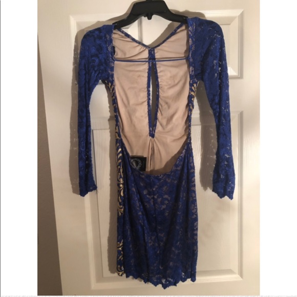 Holy Miami Blue and Gold Dress Size Small - Picture 2 of 2